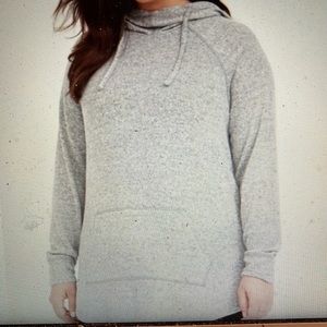 TORRID size 2 x supersoft gray hoodie cowl neck VGUC classic fit Tunic